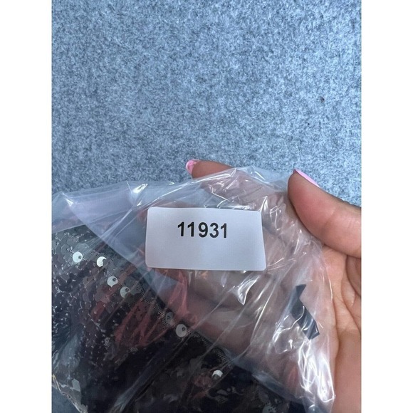 Revolve Pants Women Silver Black Back Zip Pull On Sequin Wide Leg - Picture 11 of 11